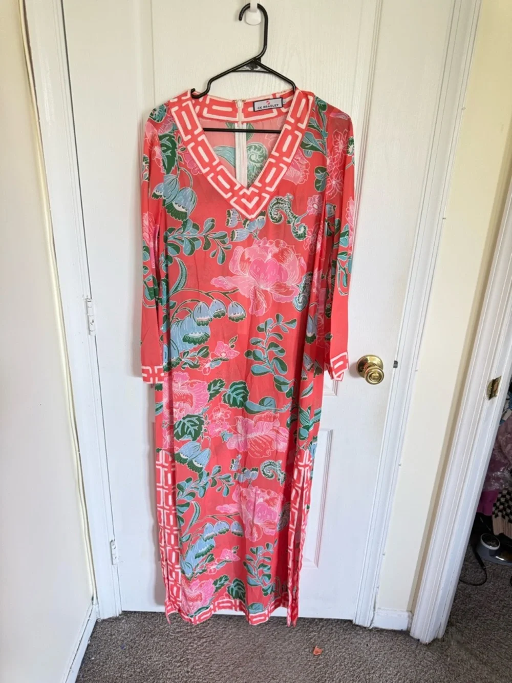 CK Bradley Peppin Caftan Coral Floral Maxi Dress - Picture 2 of 9
